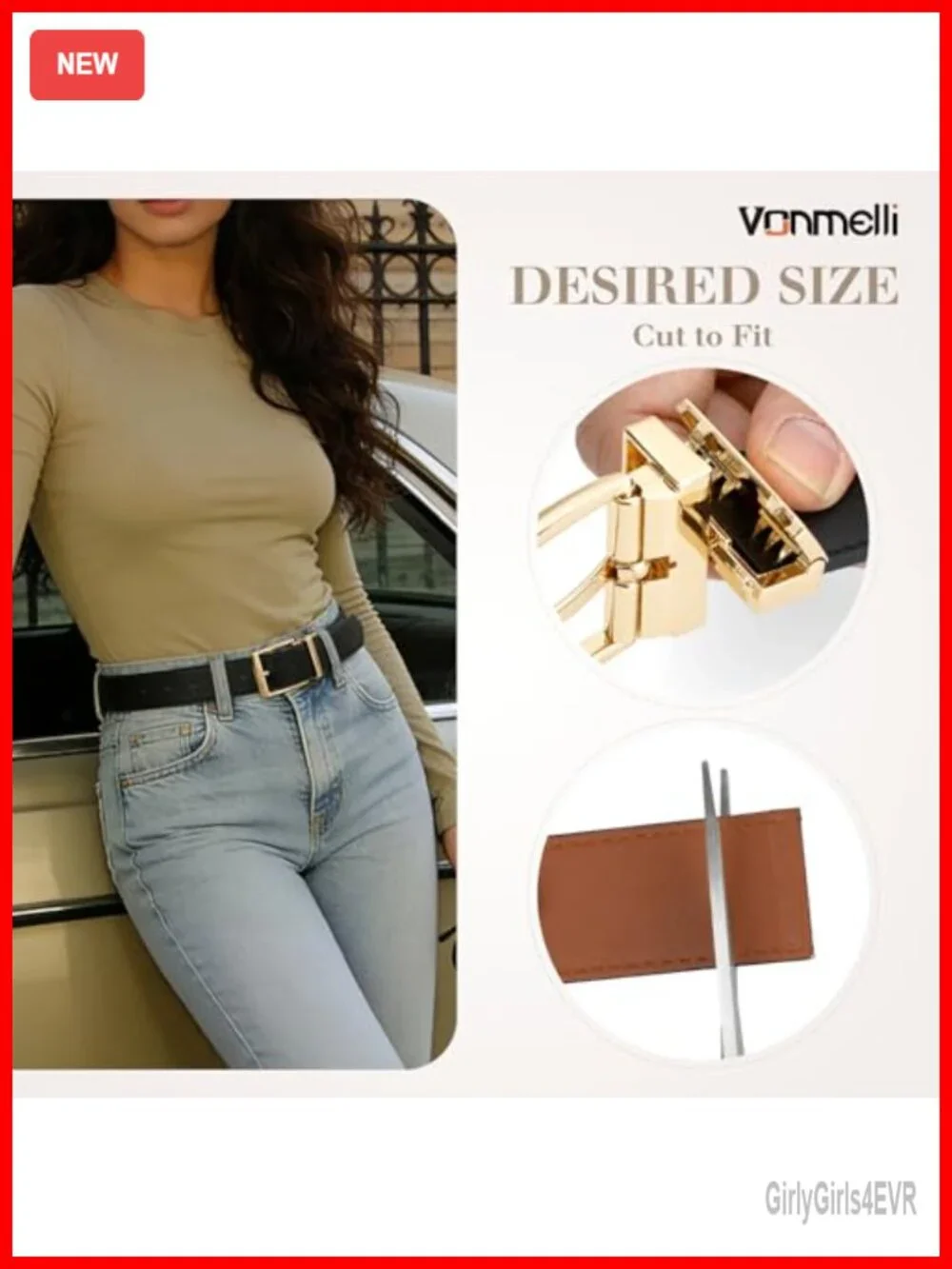 Reversible Faux Leather Belt for Women Trim to Fit